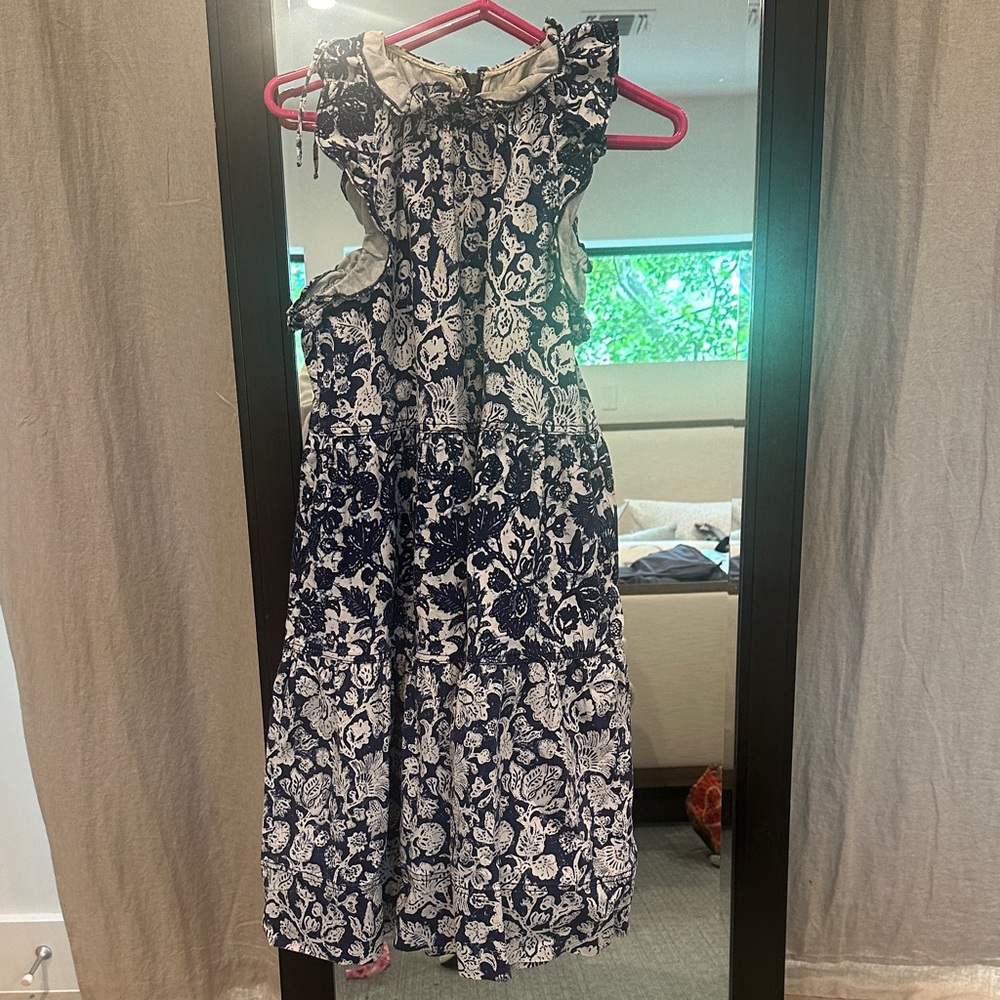 Ulla Johnson Navy and White Floral Tiered Sundress
